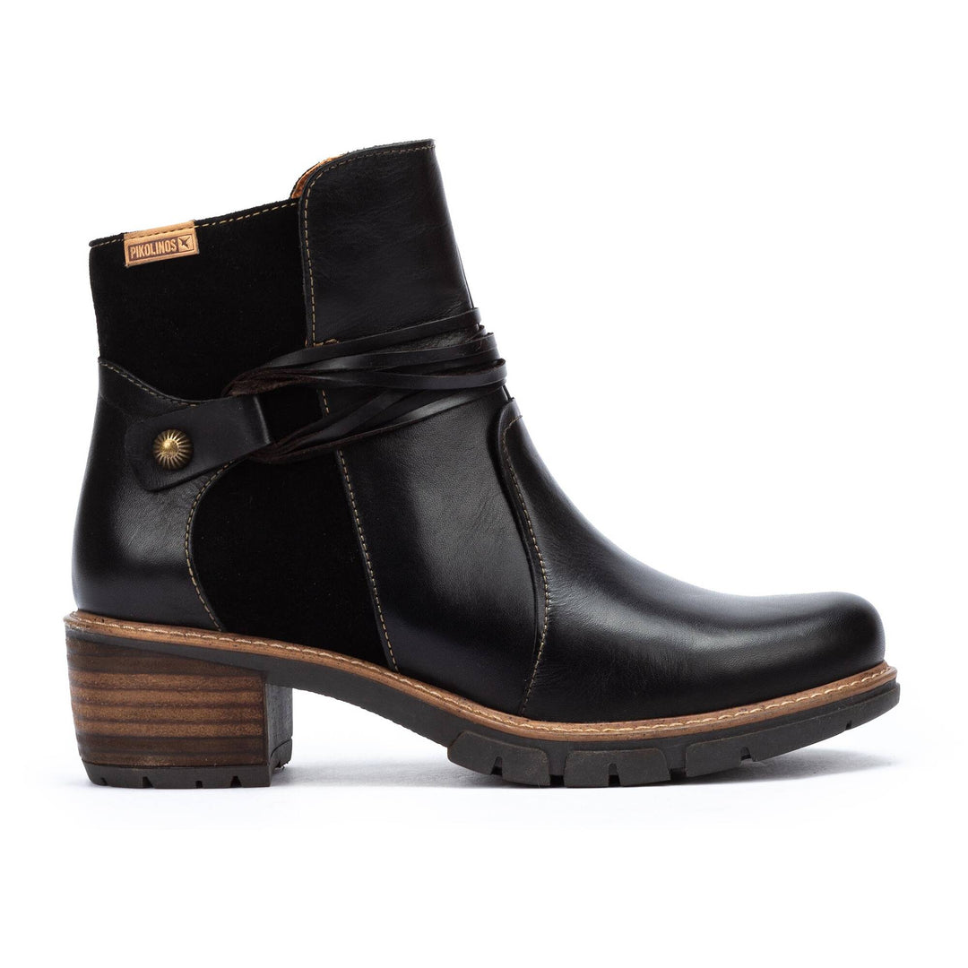 Women's Pikolinos San Sebastian Leather Ankle Boots Color: Black 