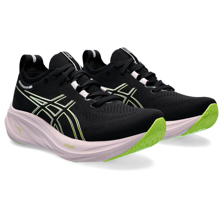 Women's Asics Gel-Nimbus 26 Color: Black/Neon Lime 1