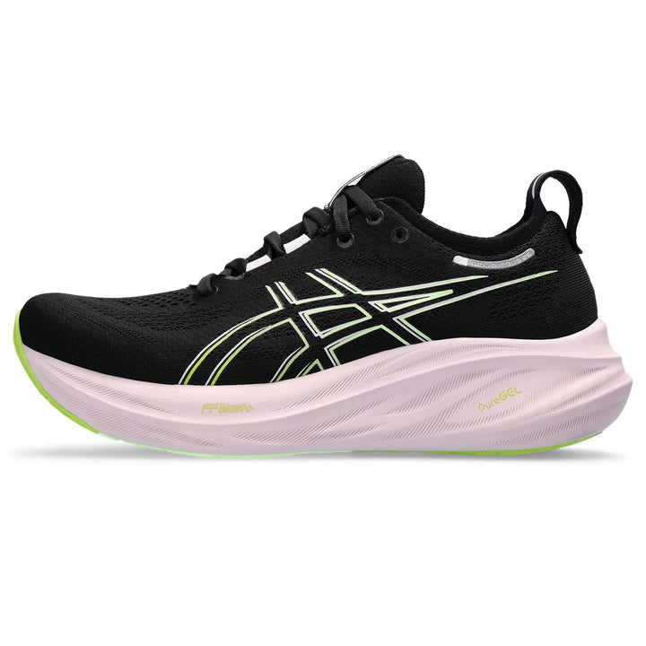 Women's Asics Gel-Nimbus 26 Color: Black/Neon Lime 7