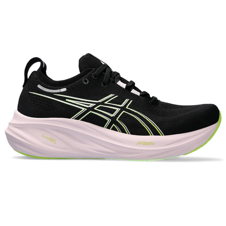 Women's Asics Gel-Nimbus 26 Color: Black/Neon Lime 2