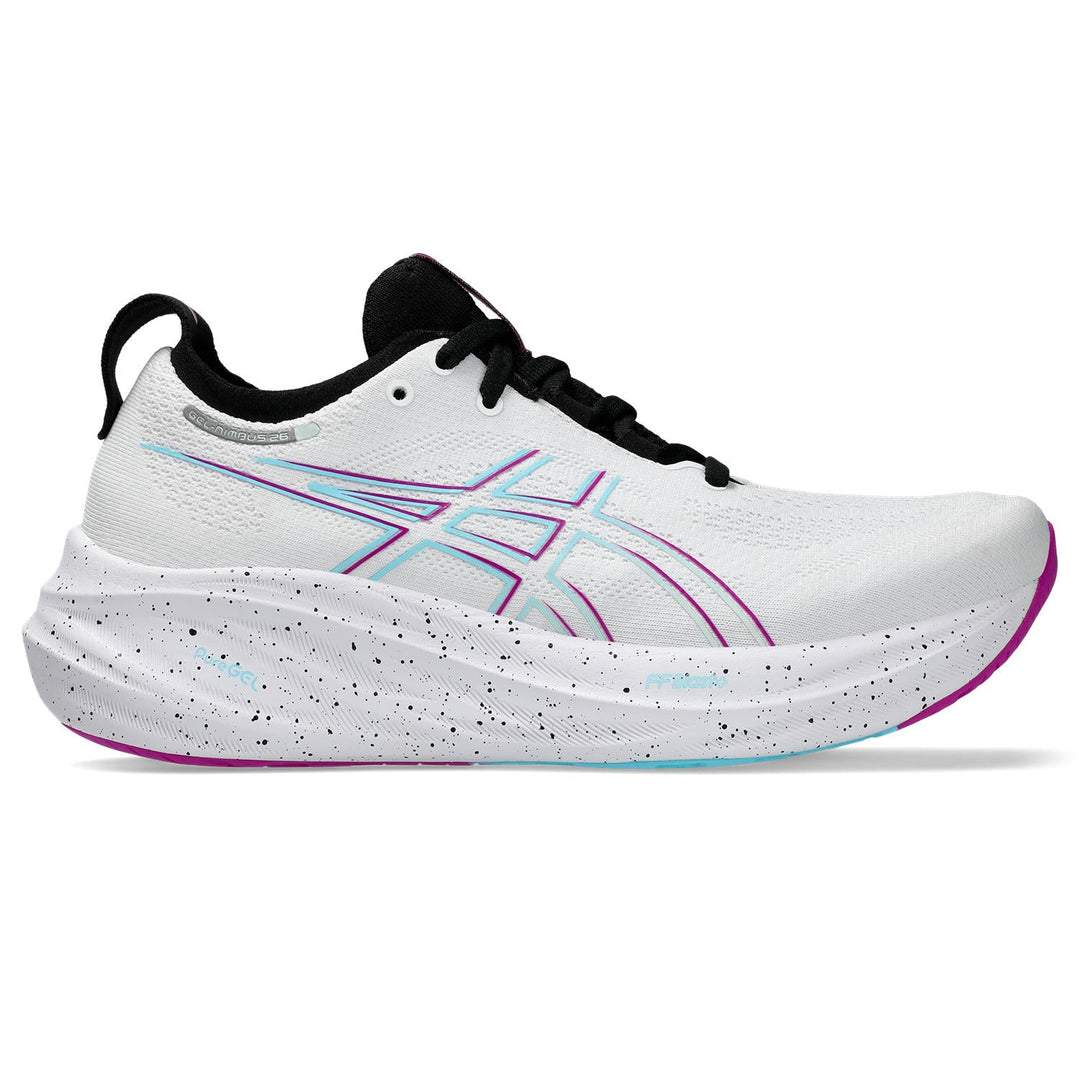 Women's Asics Gel-Nimbus 26 Color: White/Soothing Sea 2