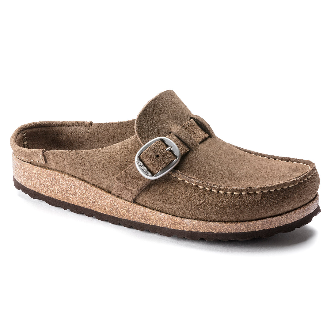 Women's Birkenstock Buckley Suede Leather Color: Gray Taupe 