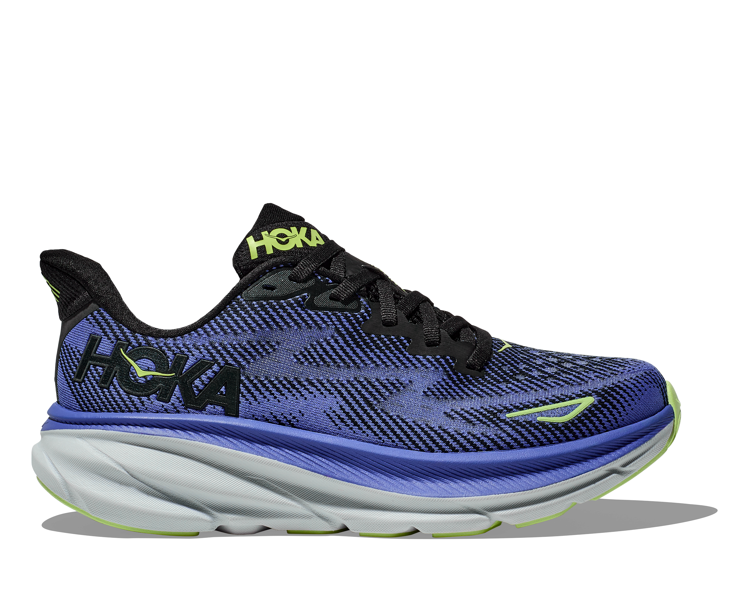 Women's Hoka Clifton 9 Color: Black / Stellar Blue 3