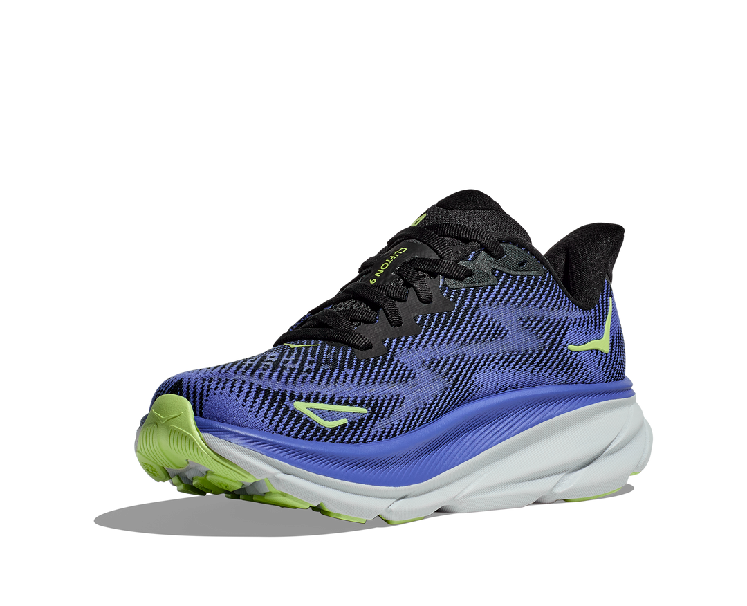 Women's Hoka Clifton 9 Color: Black / Stellar Blue 2