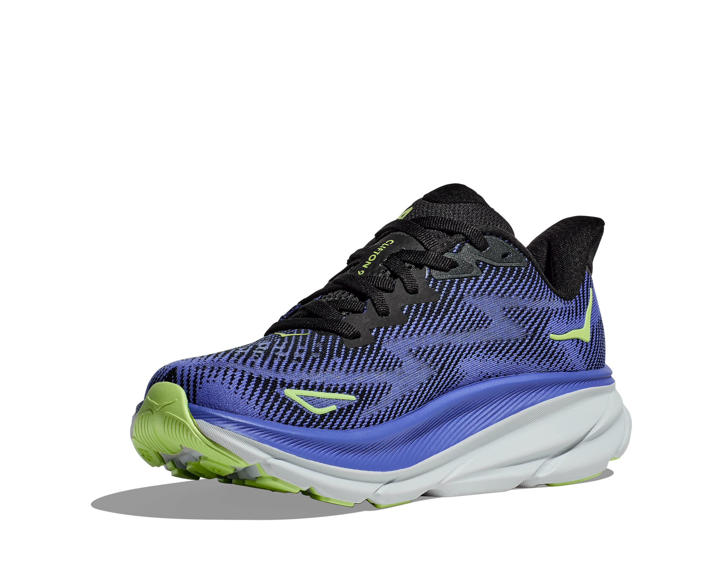 Women's Hoka Clifton 9 Color: Black / Stellar Blue 2