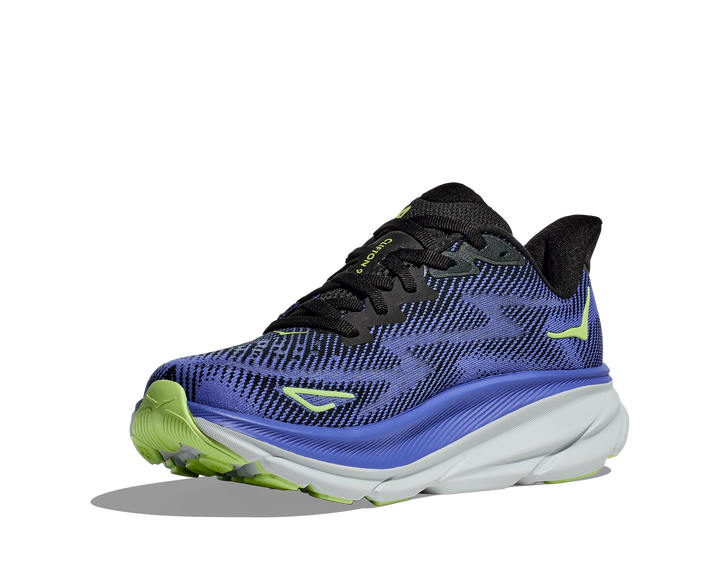 Women's Hoka Clifton 9 Color: Black / Stellar Blue 2