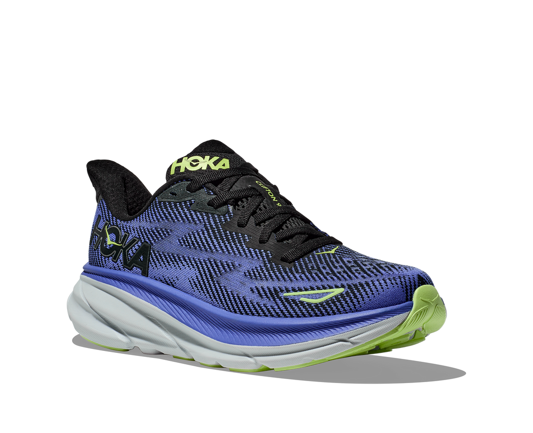 Women's Hoka Clifton 9 Color: Black / Stellar Blue 1