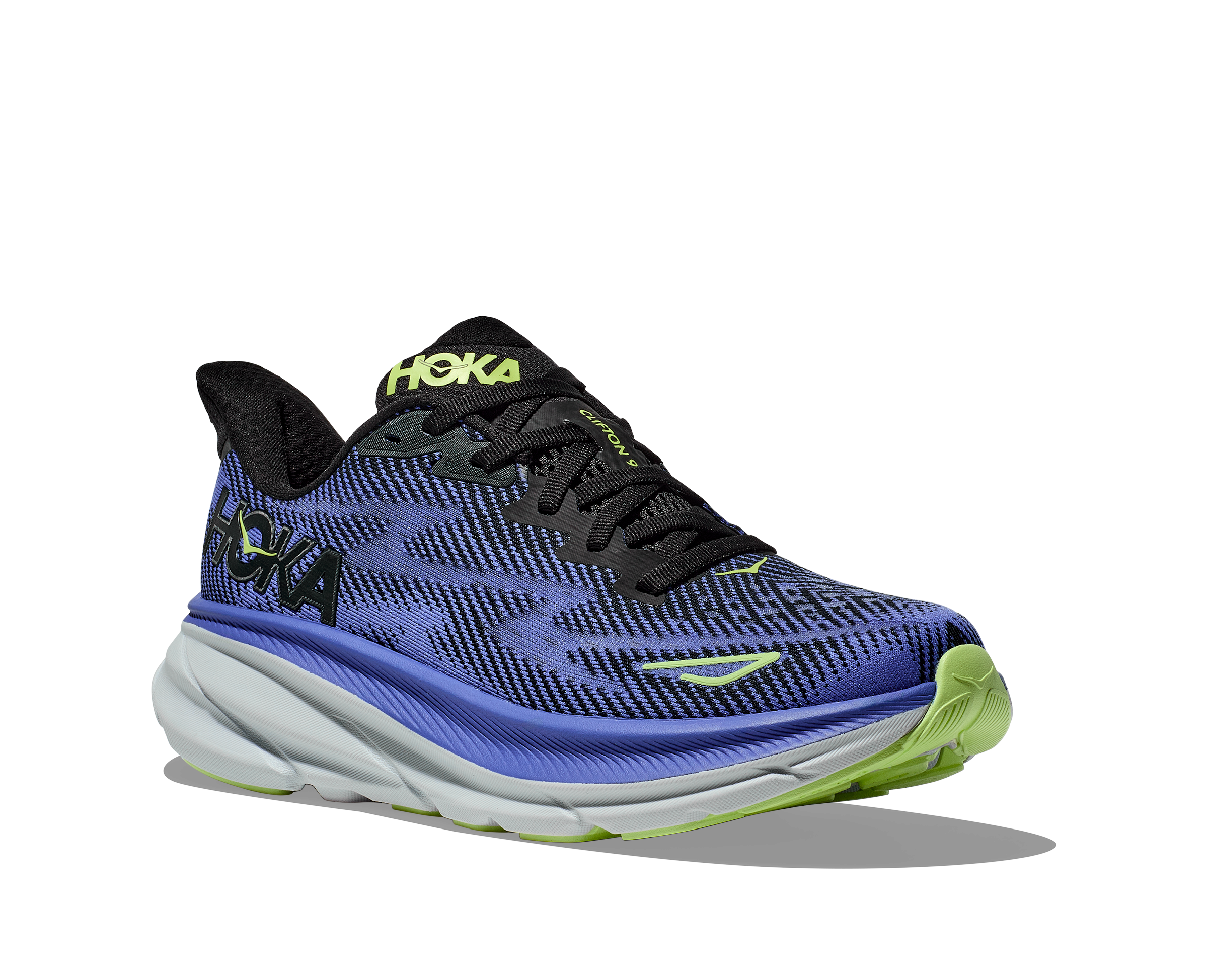 Women's Hoka Clifton 9 Color: Black / Stellar Blue 1