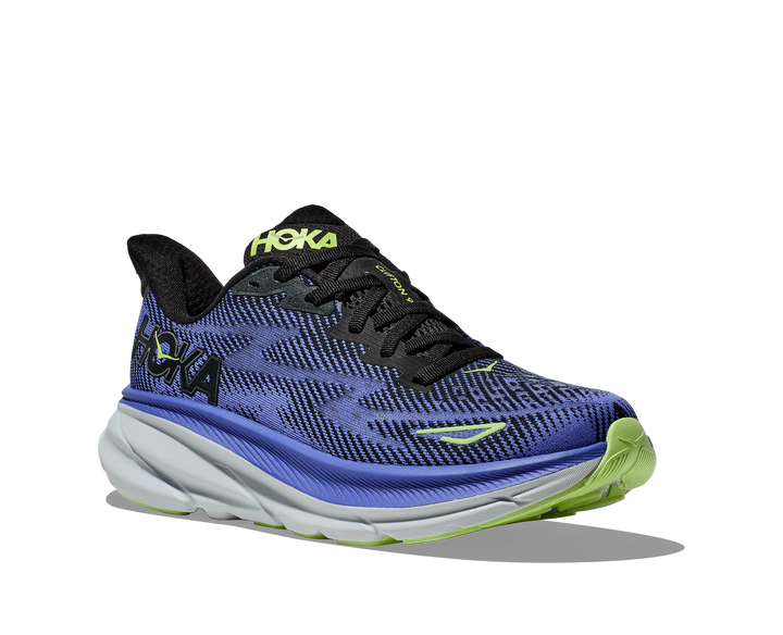 Women's Hoka Clifton 9 Color: Black / Stellar Blue 1