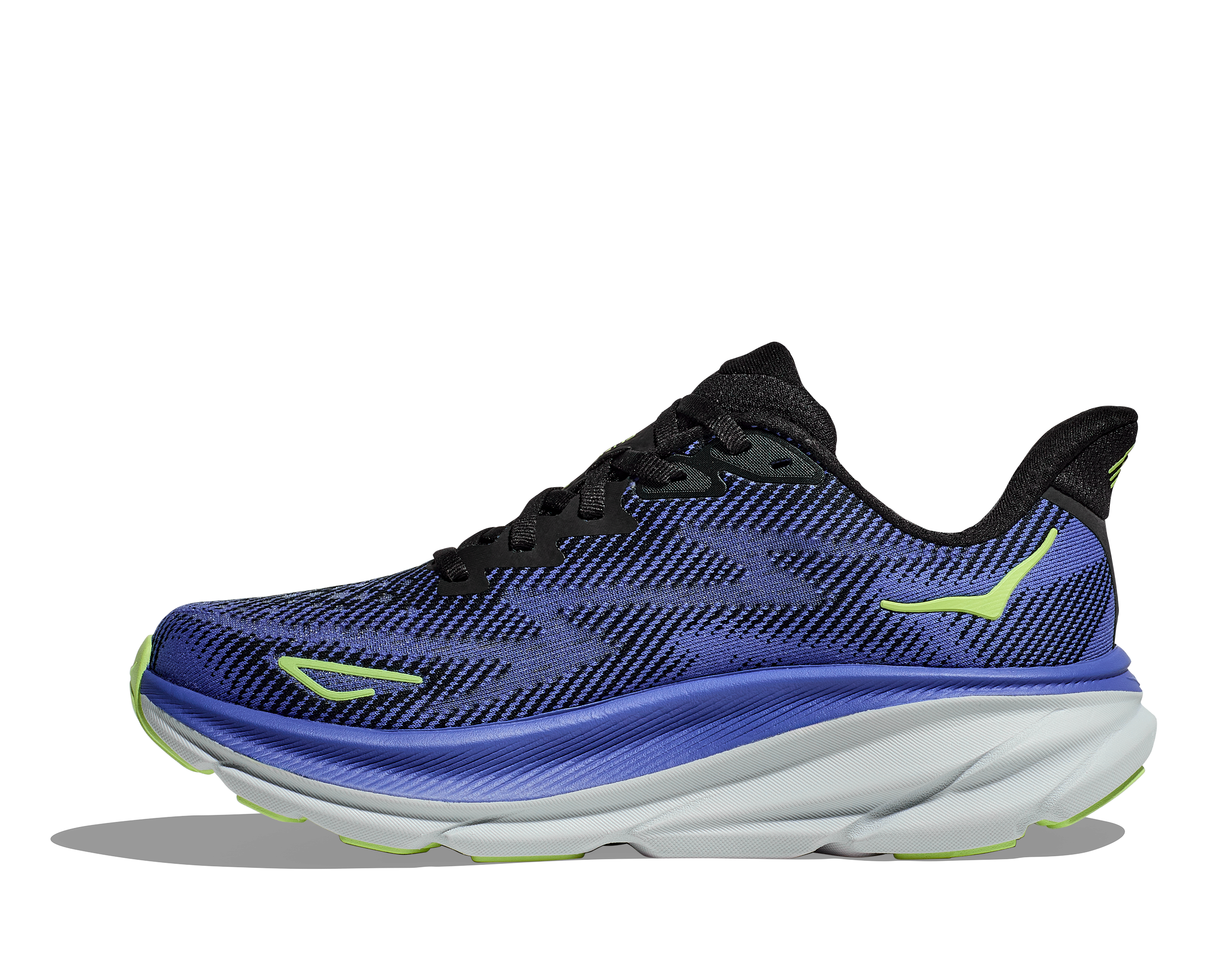 Women's Hoka Clifton 9 Color: Black / Stellar Blue 7