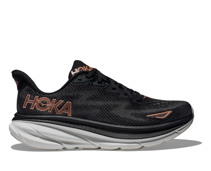 Women's Hoka Clifton 9 Color: Black / Rose Gold