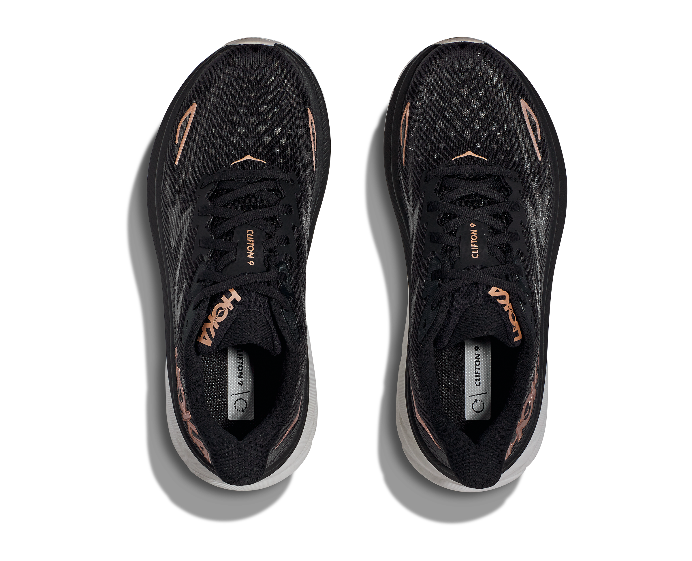 Women's Hoka Clifton 9 Color: Black / Rose Gold