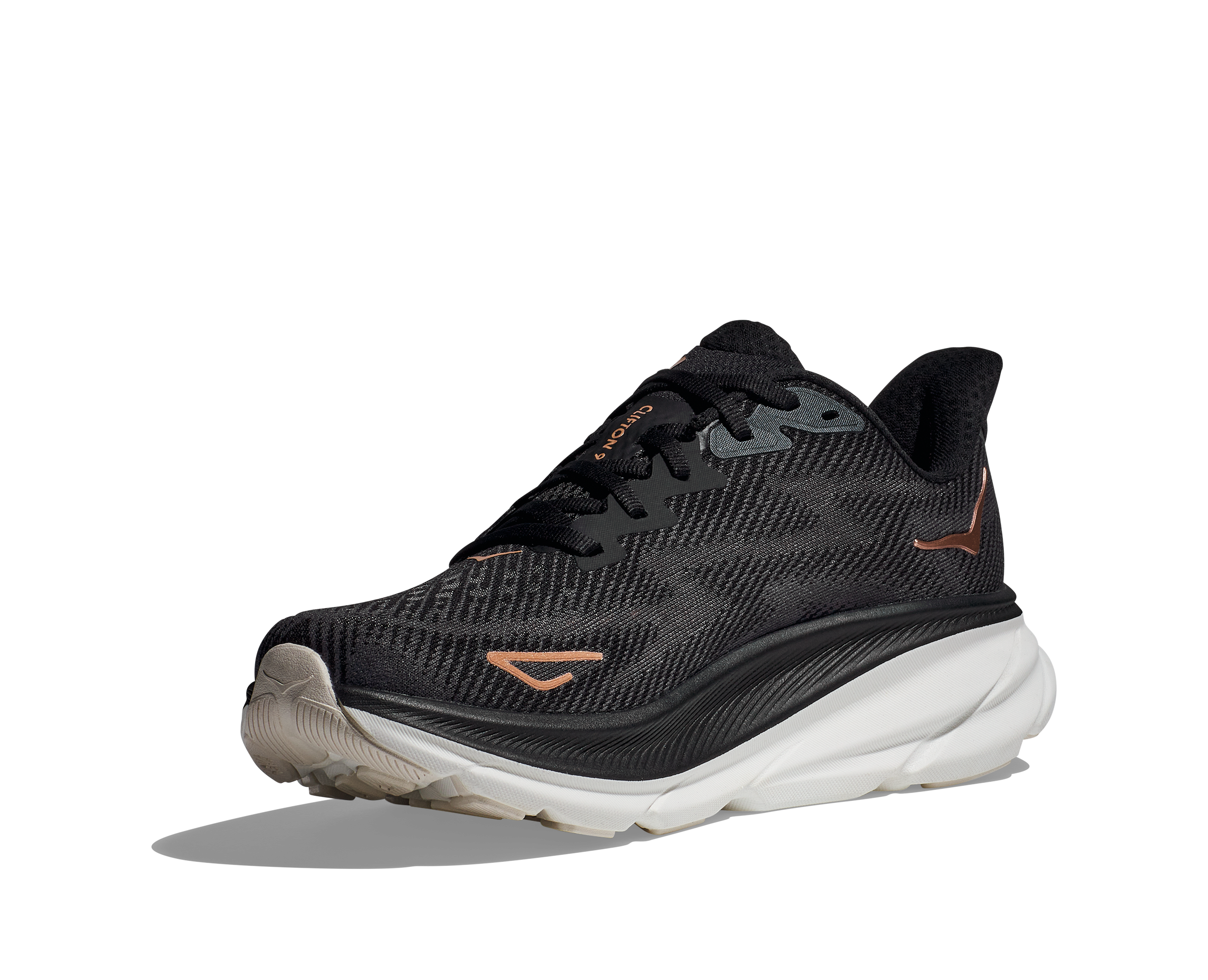 Women's Hoka Clifton 9 Color: Black / Rose Gold