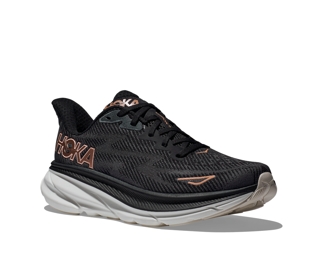 Women's Hoka Clifton 9 Color: Black / Rose Gold