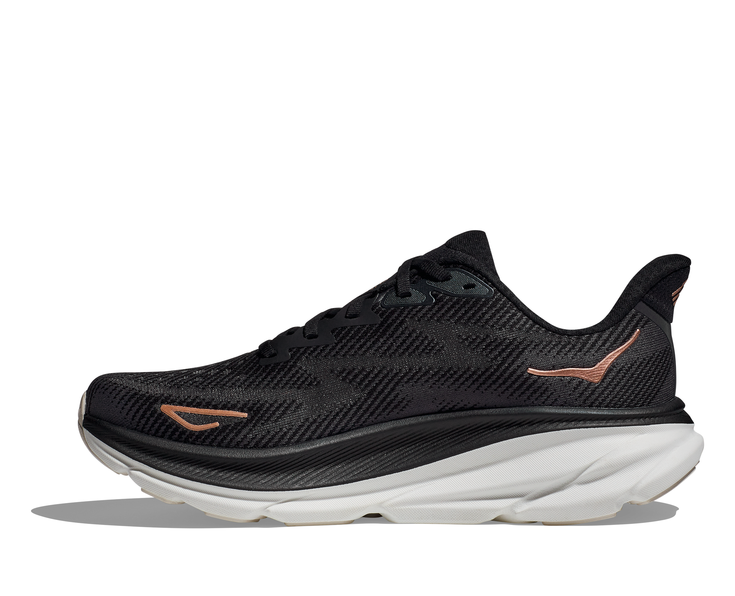 Women's Hoka Clifton 9 Color: Black / Rose Gold