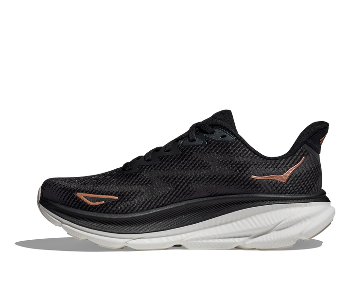 Women's Hoka Clifton 9 Color: Black / Rose Gold