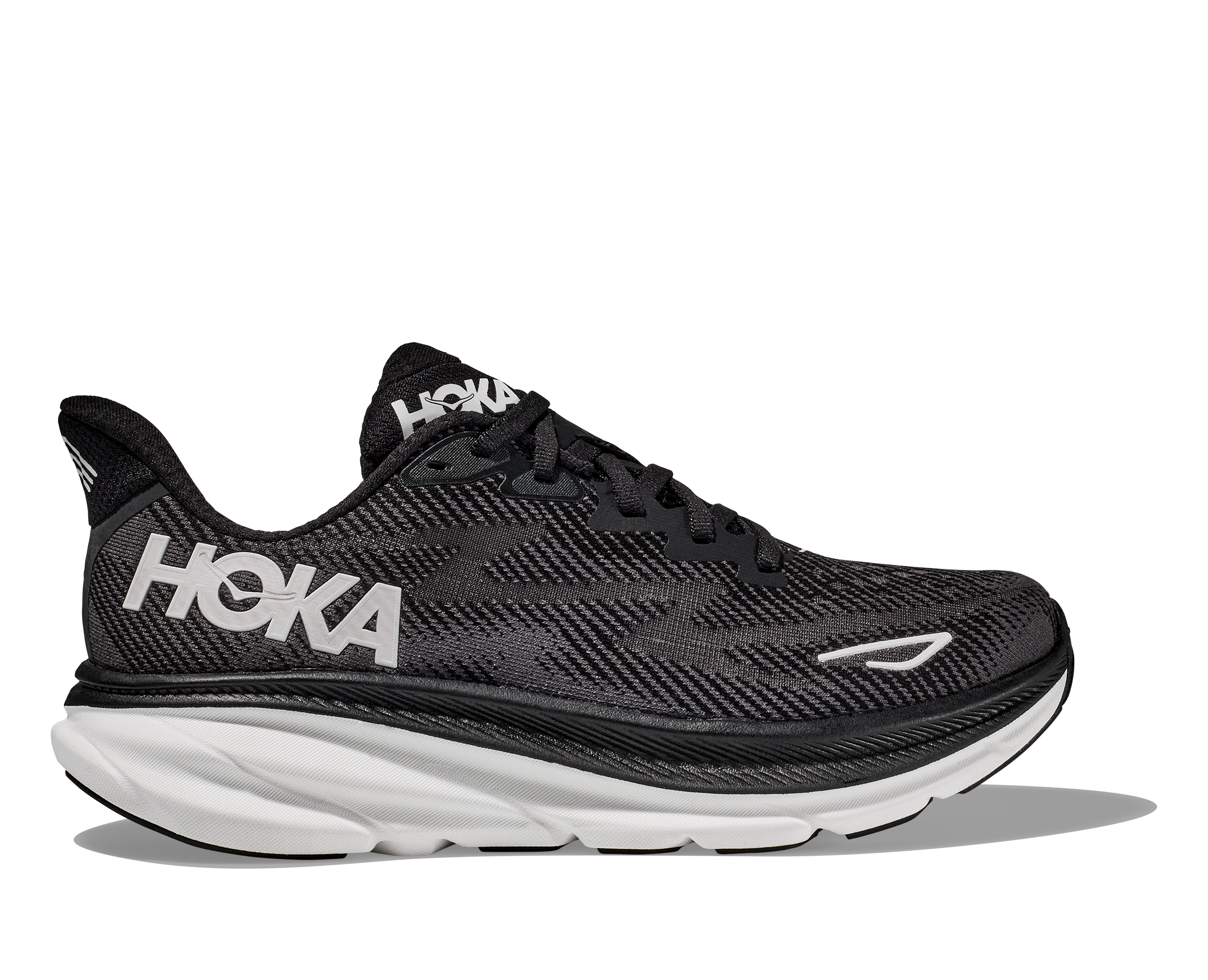 Women's Hoka Clifton 9 Color: Black/ White 