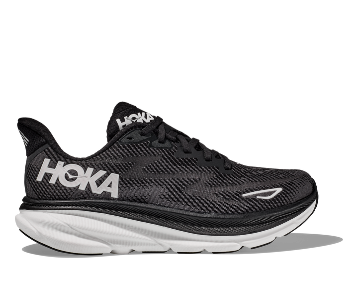 Women's Hoka Clifton 9 Color: Black/ White 