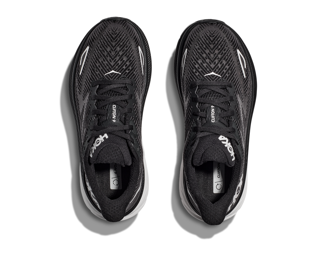 Women's Hoka Clifton 9 Color: Black/ White 