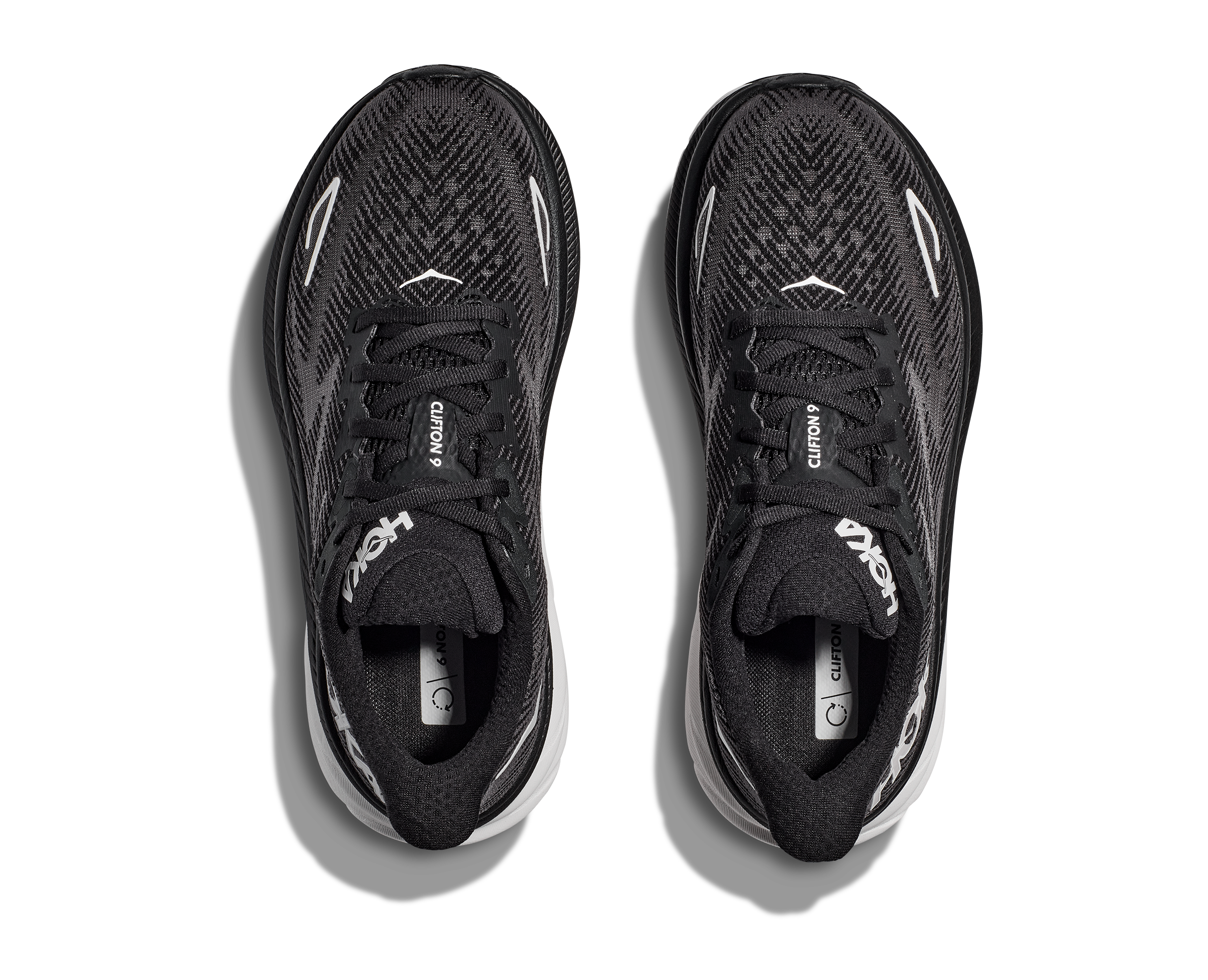 Women's Hoka Clifton 9 Color: Black/ White 