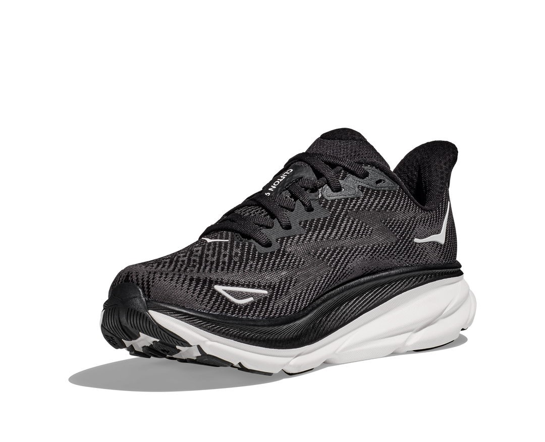 Women's Hoka Clifton 9 Color: Black/ White 