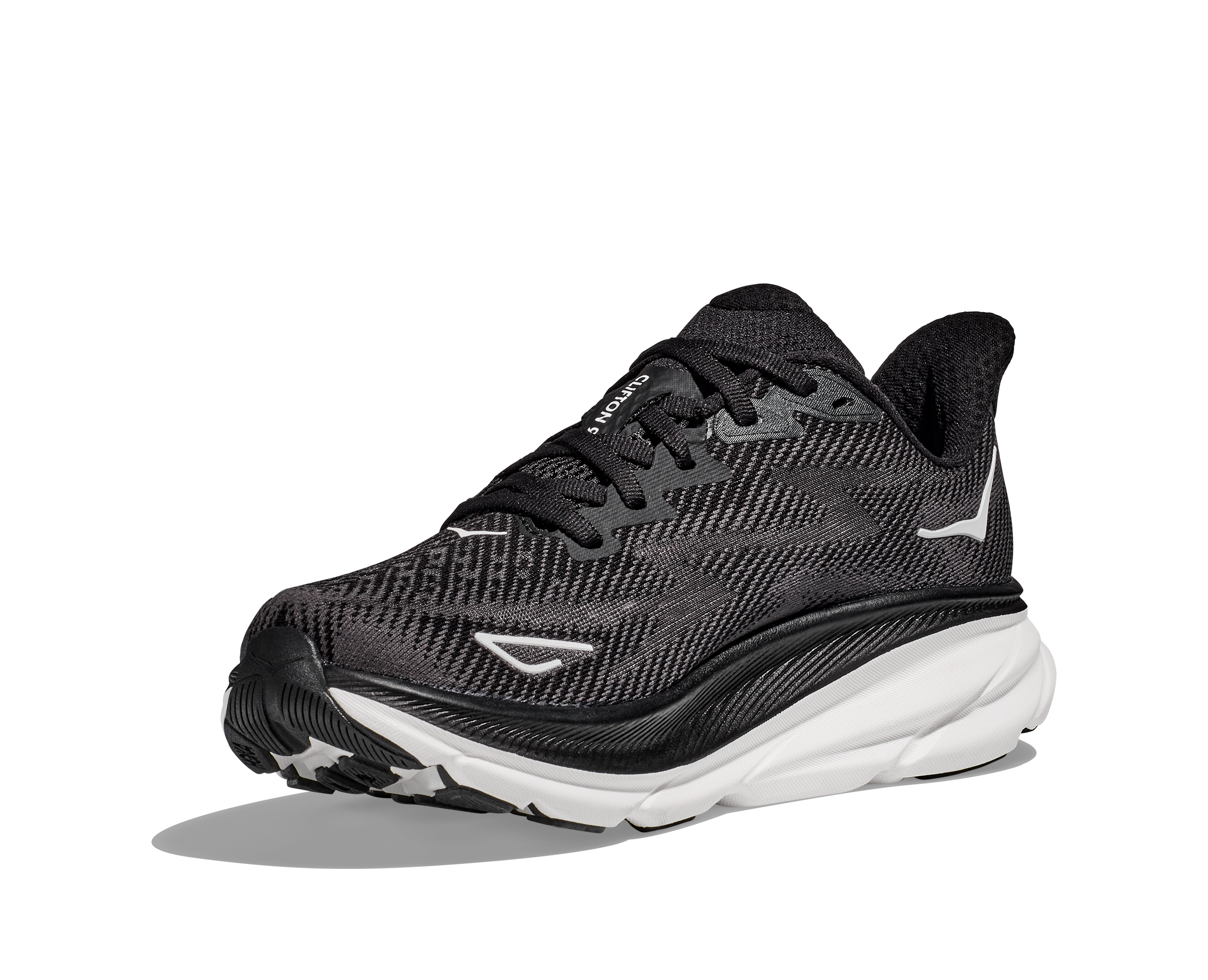 Women's Hoka Clifton 9 Color: Black/ White 