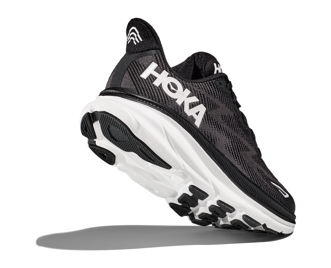 Women's Hoka Clifton 9 Color: Black/ White 