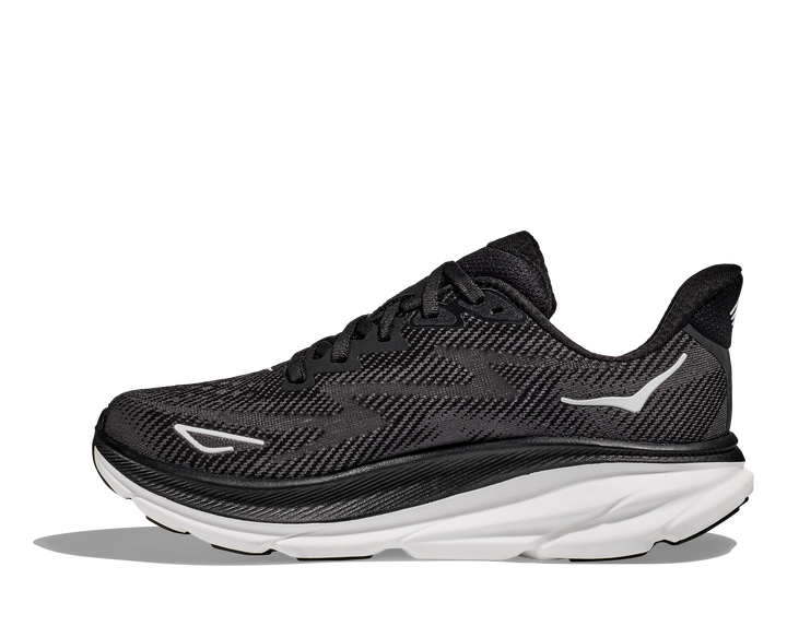 Women's Hoka Clifton 9 Color: Black/ White 