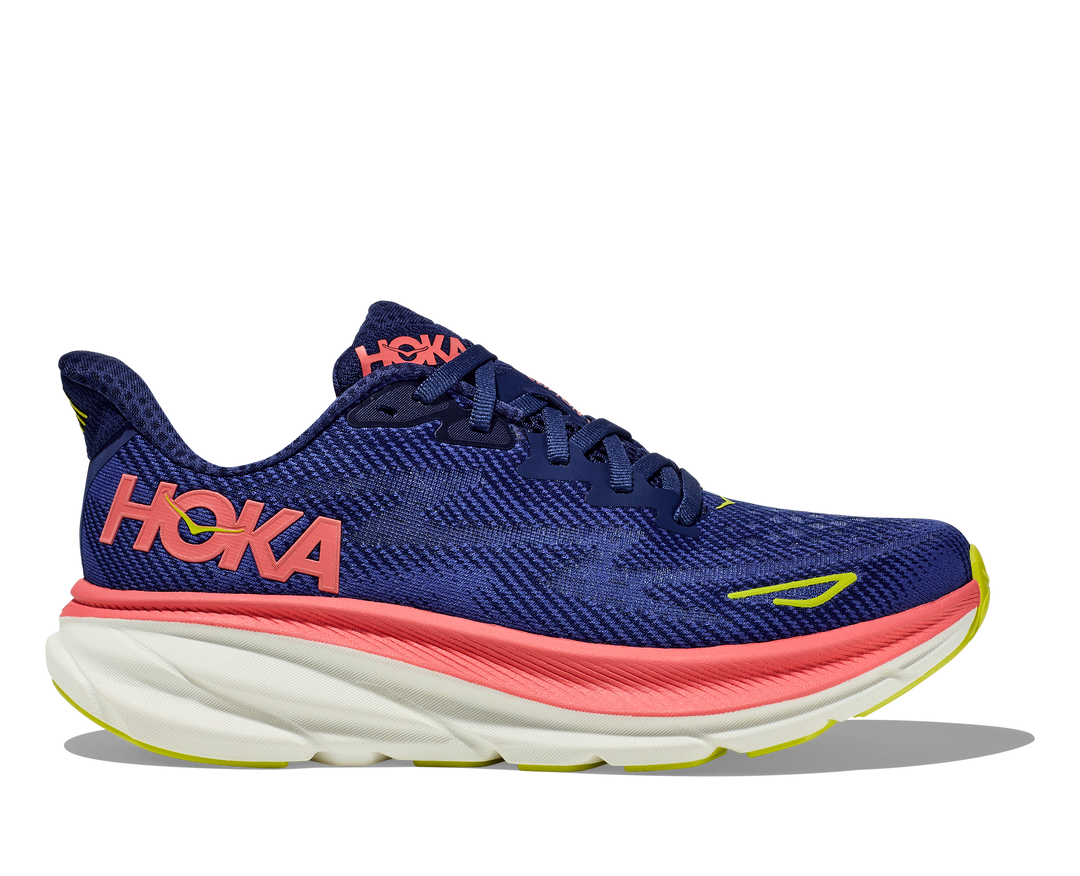 Women's Hoka Clifton 9 Color: Evening Sky / Coral 3