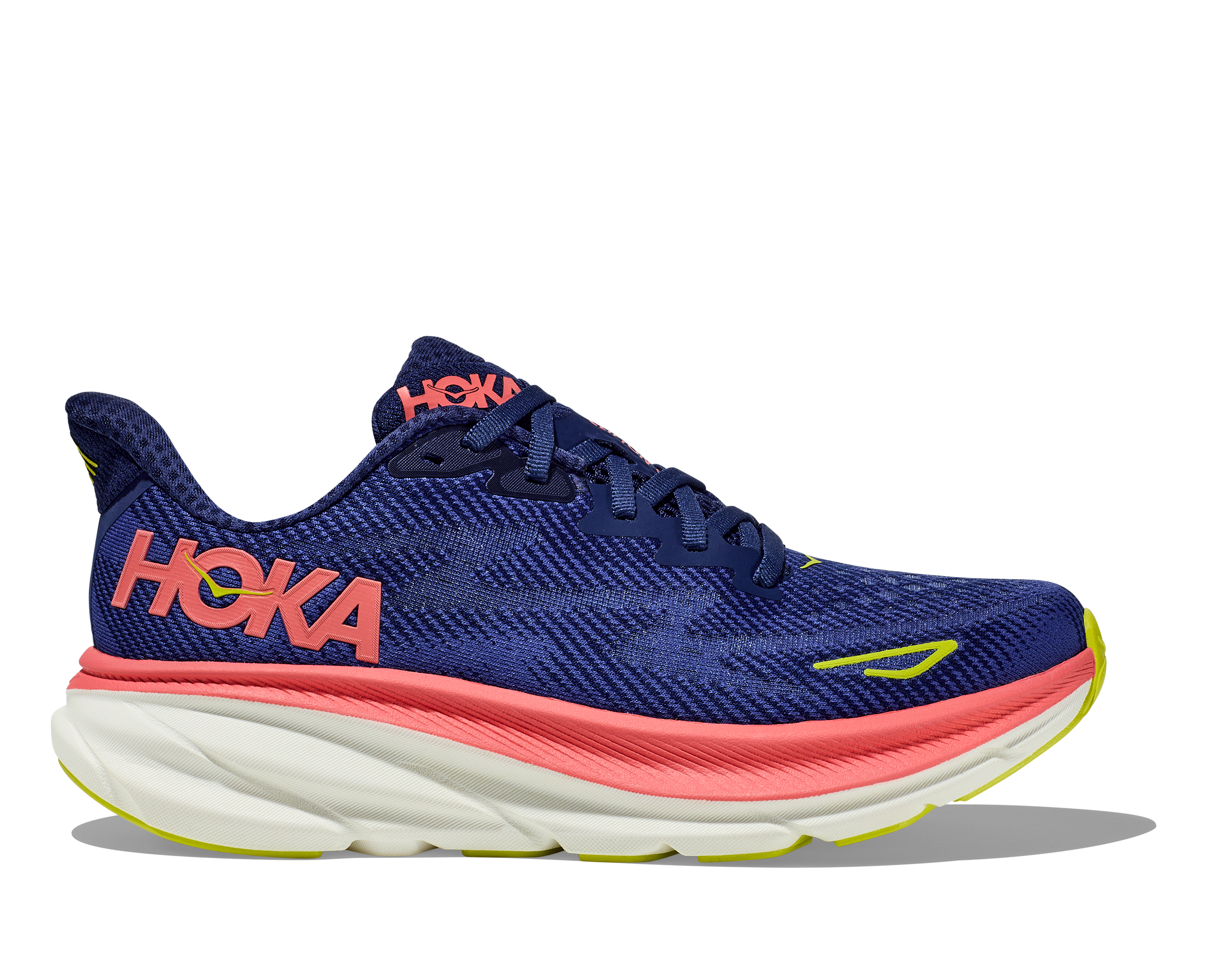 Women's Hoka Clifton 9 Color: Evening Sky / Coral 3