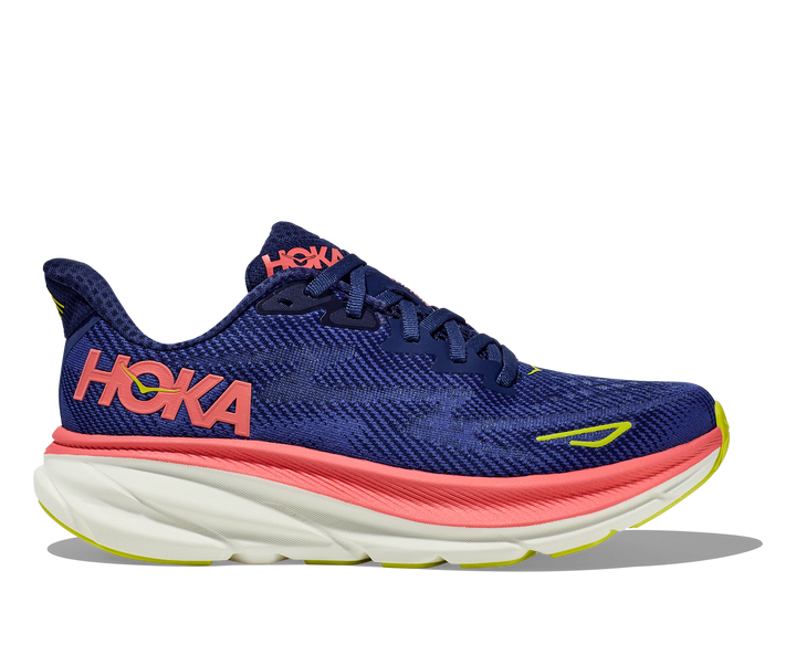 Women's Hoka Clifton 9 Color: Evening Sky / Coral 3