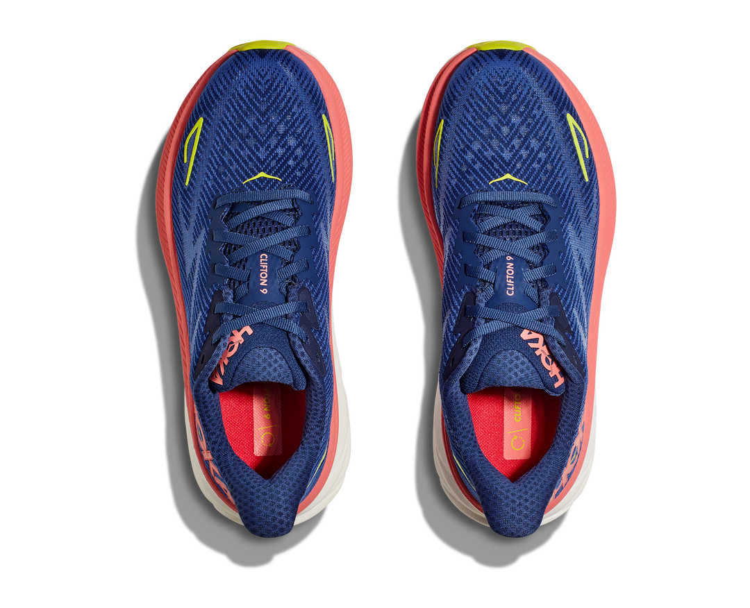 Women's Hoka Clifton 9 Color: Evening Sky / Coral 4