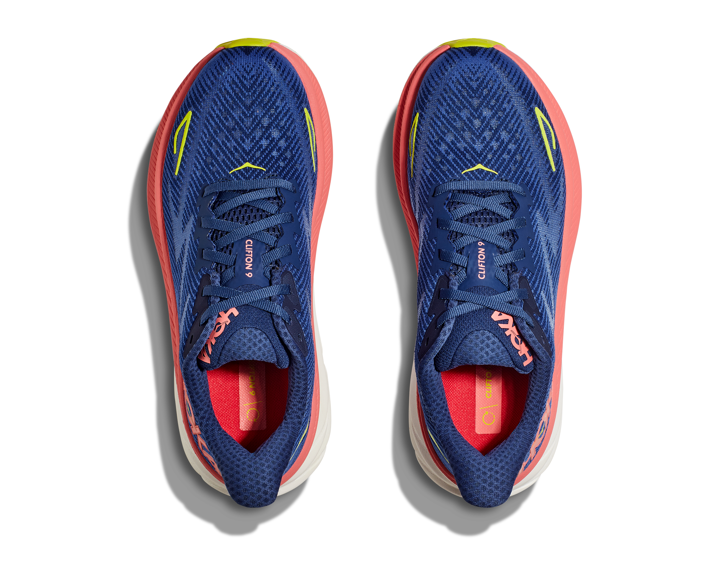 Women's Hoka Clifton 9 Color: Evening Sky / Coral 4