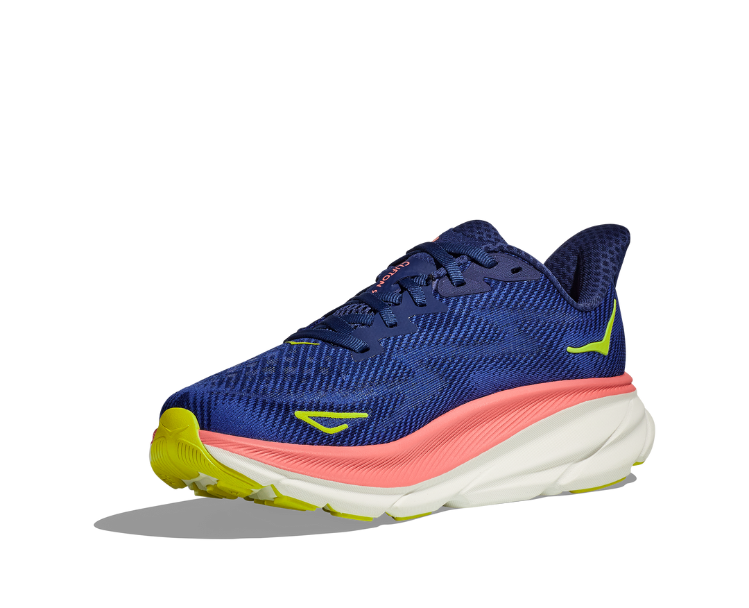 Women's Hoka Clifton 9 Color: Evening Sky / Coral 2