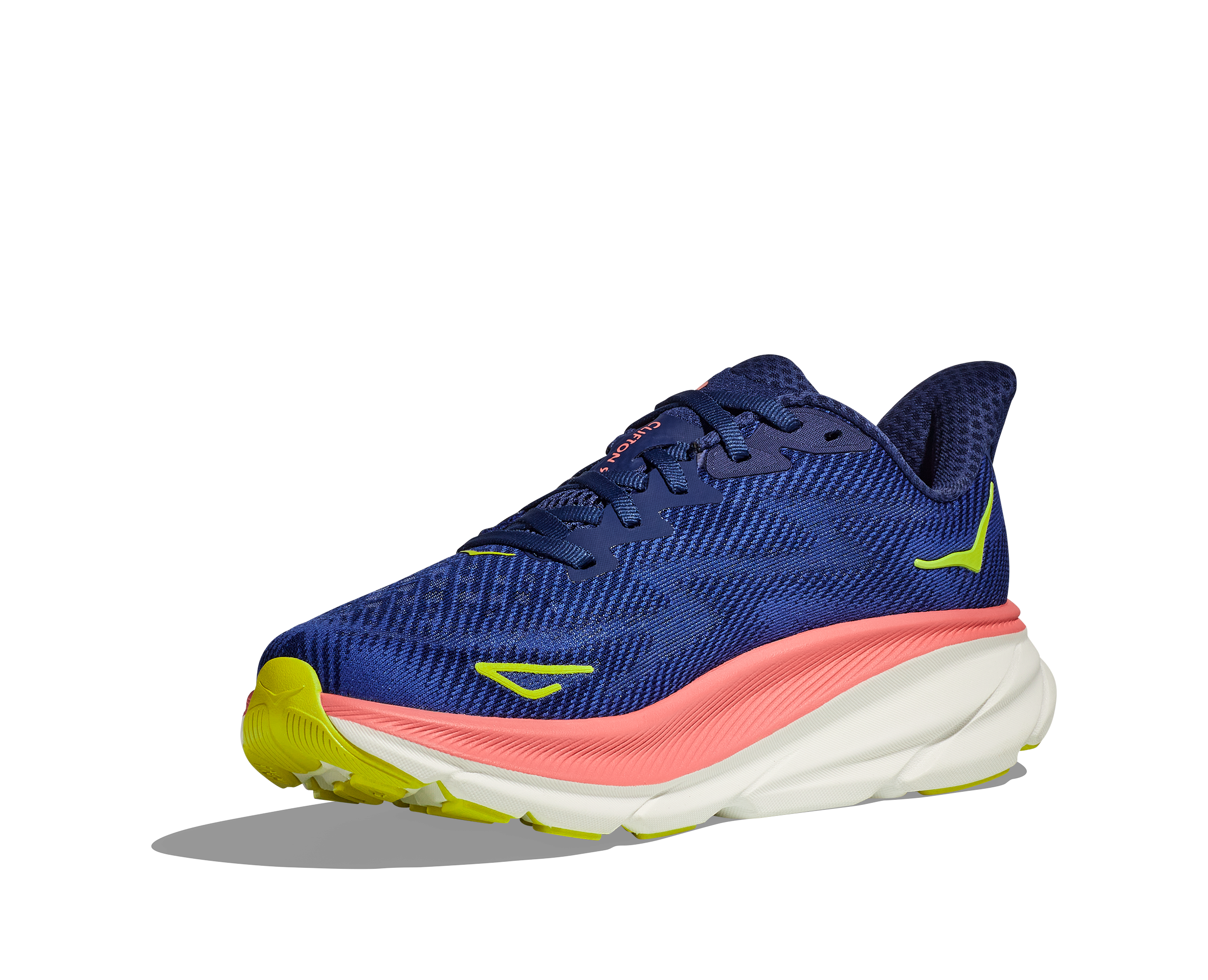 Women's Hoka Clifton 9 Color: Evening Sky / Coral 2