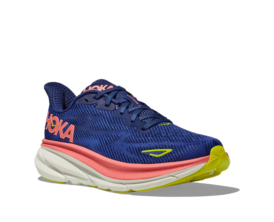 Women's Hoka Clifton 9 Color: Evening Sky / Coral 1