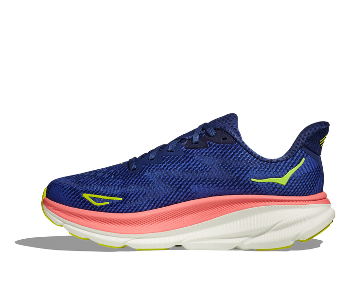 Women's Hoka Clifton 9 Color: Evening Sky / Coral 8