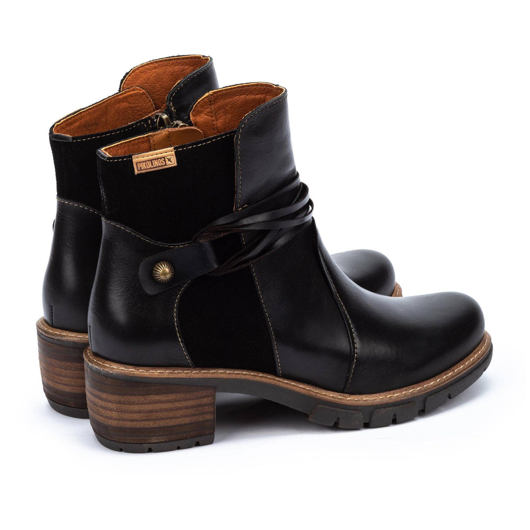 Women's Pikolinos San Sebastian Leather Ankle Boots Color: Black 