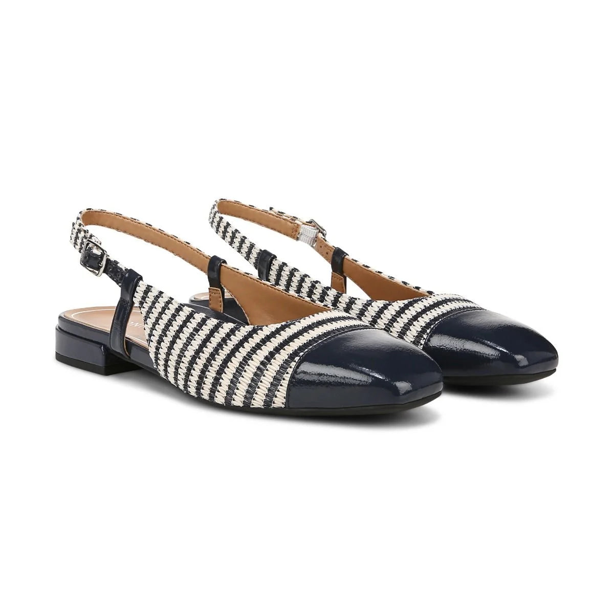 Women's Vionic Petaluma Slingback Flat Color: Navy Striped Raffia  5