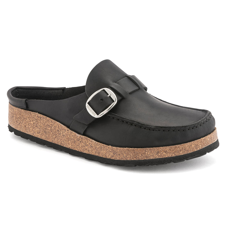 Women's Birkenstock Buckley Oiled Leather Color: Black